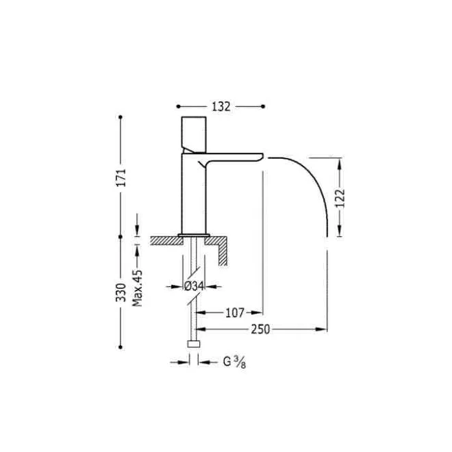 GRIFO LAVABO LOFT TRES  VOLANTE CAÑO CASCADA LIBRE | Oferta
