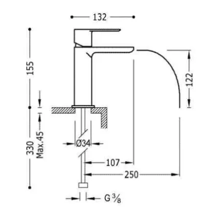 GRIFO LAVABO LOFT TRES MANETA CAÑO CASCADA LIBRE | Ofertas
