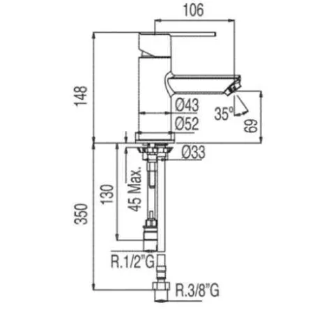 Comprar GRIFO MONOMANDO LAVABO PARA WC LEX TRES | Precios y ofertas