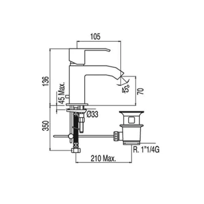 GRIFO MONOMANDO LAVABO CUADRO TRES MANETA 106103| Compra Online
