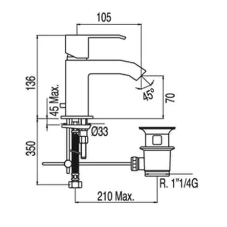 GRIFO MONOMANDO LAVABO CUADRO TRES MANETA 106103| Compra Online