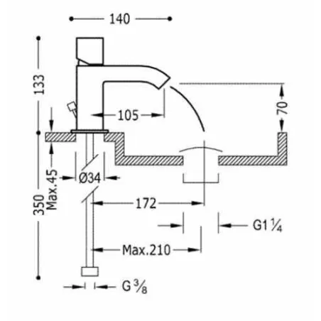 Comprar GRIFO LAVABO CUADRO TRES VOLANTE |TRES GRIFERIA