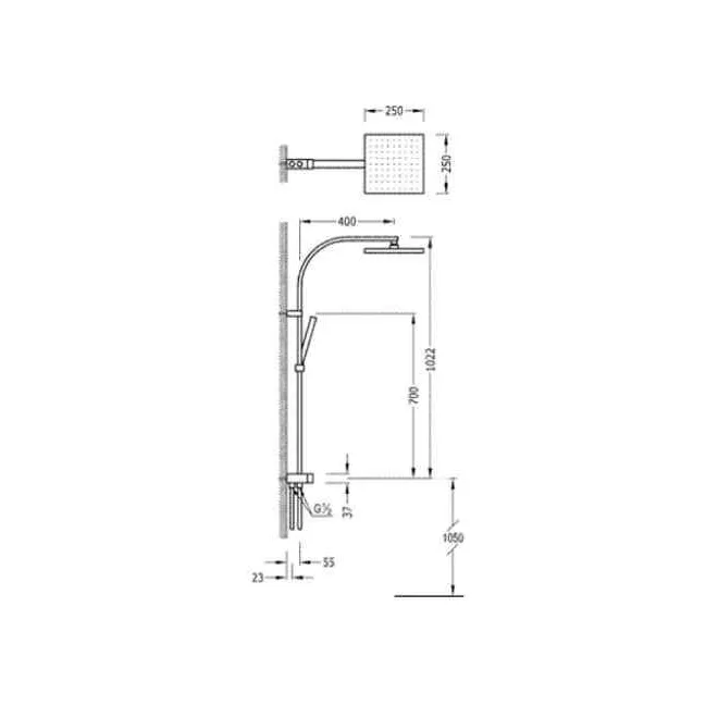 Comprar CONJUNTO DUCHA FIJA 250x250 Y MOVIL CUADRO TRES | Precios