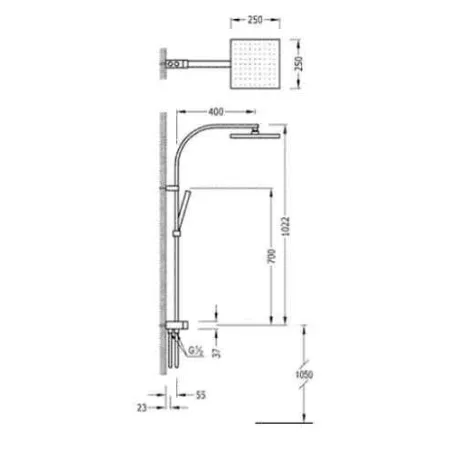 Comprar CONJUNTO DUCHA FIJA 250x250 Y MOVIL CUADRO TRES | Precios
