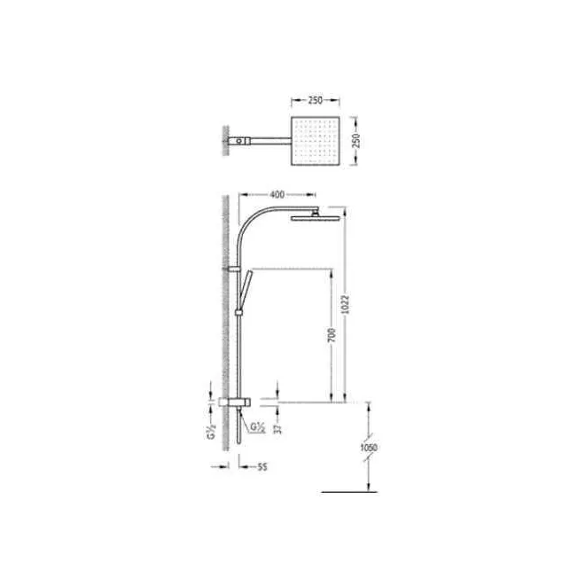 Comprar CONJUNTO DUCHA FIJA 250x250 Y MOVIL CUADRO TRES | Precios