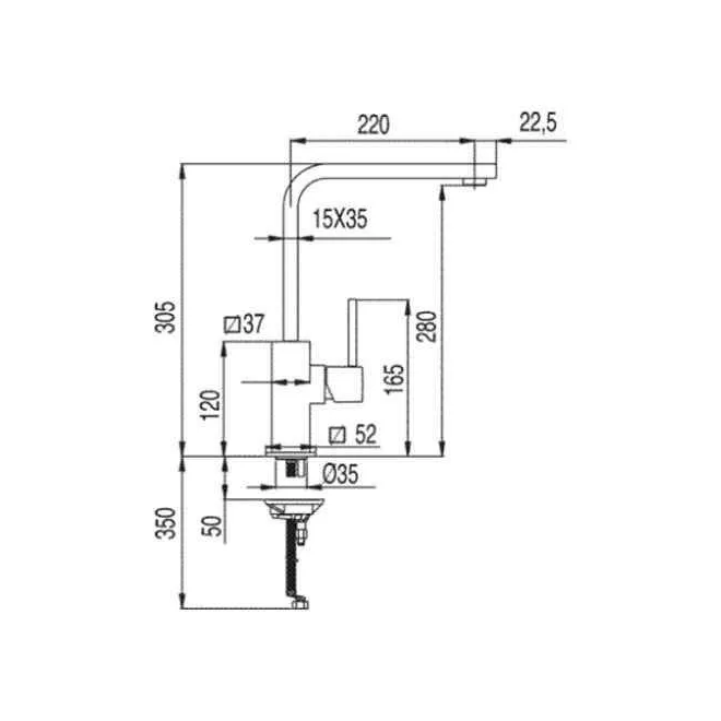 Comprar GRIFO FREGADERO VERTICAL (CAÑO 35x15) CUADRO TRES | Ofertas