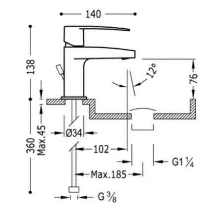 GRIFO LAVABO FLAT TRES MANETA | Grifo Tres al mejor precio