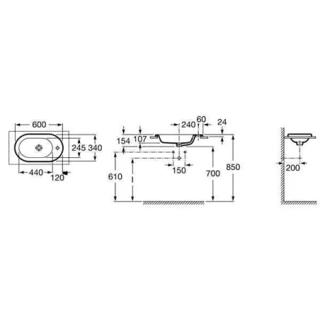 LAVABO MERIDIAN ENCIMERA 60X34