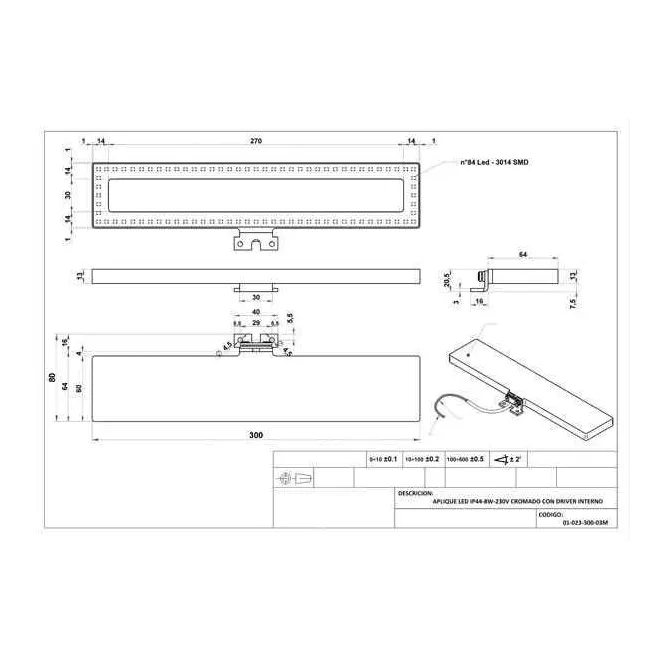 APLIQUE DE BAÑO LED SQUARE 30