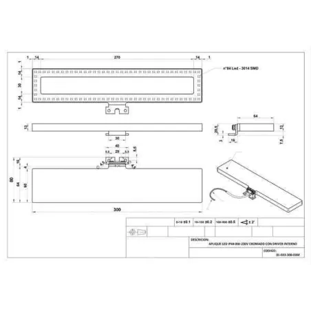 APLIQUE DE BAÑO LED SQUARE 30