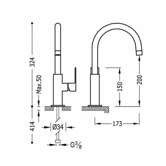 MONOMANDO LAVABO CON AIREADOR LOFT TRES 32 CM