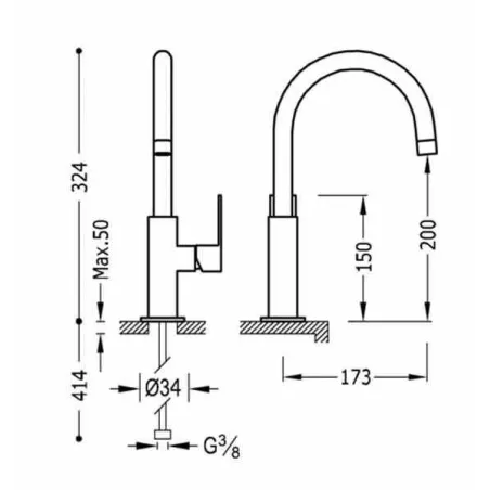 MONOMANDO LAVABO CON AIREADOR LOFT TRES 32 CM