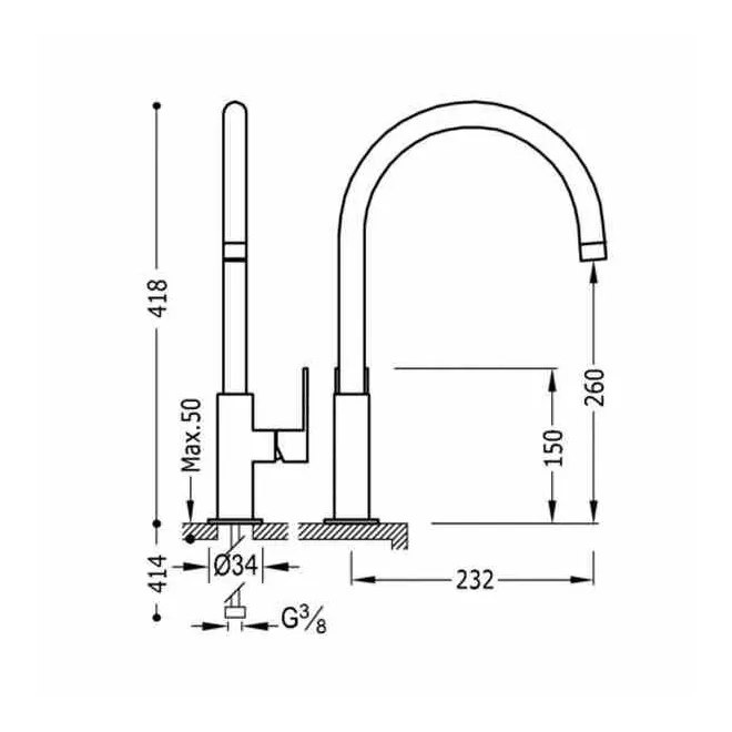 MONOMANDO LAVABO CON AIREADOR LOFT TRES 42 CM