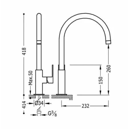 MONOMANDO LAVABO CON AIREADOR LOFT TRES 42 CM