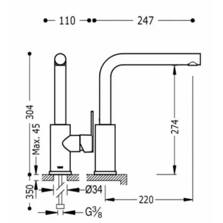 MONOMANDO FREGADERO VERTICAL LEX TRES 30 CM