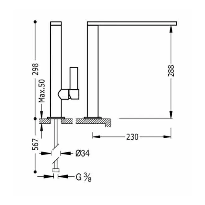 MONOMANDO FREGADERO VERTICAL CLASS TRES 30 CM