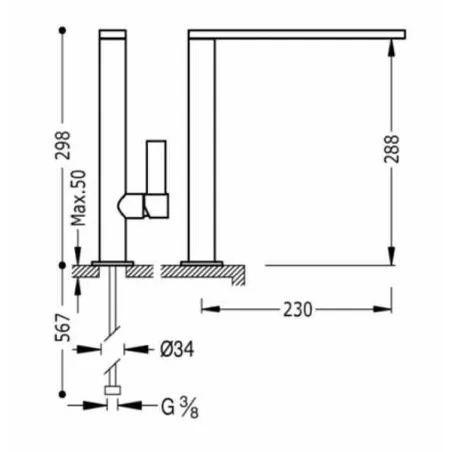 MONOMANDO FREGADERO VERTICAL CLASS TRES 30 CM