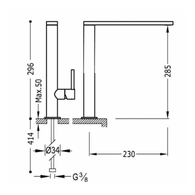 MONOMANDO FREGADERO VERTICAL MAX TRES 30 CM