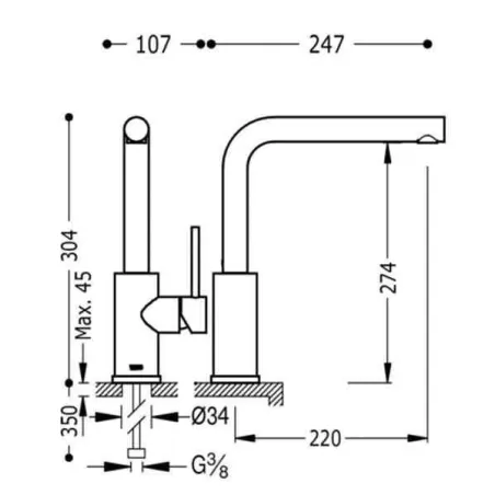 MONOMANDO FREGADERO VERTICAL MAX TRES 31 CM