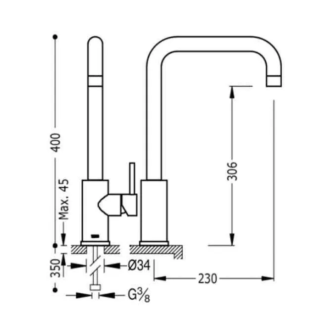 MONOMANDO FREGADERO VERTICAL MAX TRES 40 CM