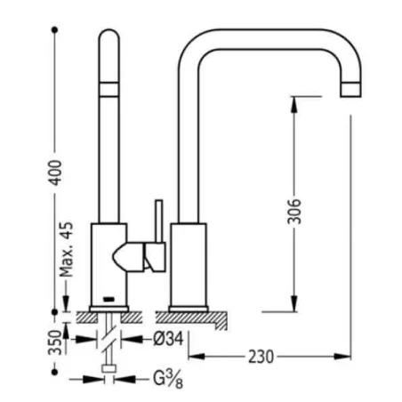 MONOMANDO FREGADERO VERTICAL MAX TRES 40 CM
