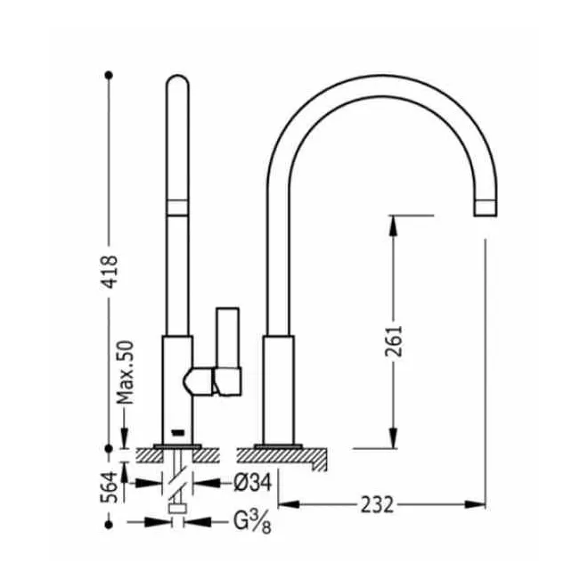MONOMANDO FREGADERO VERTICAL CLASS TRES 42 CM