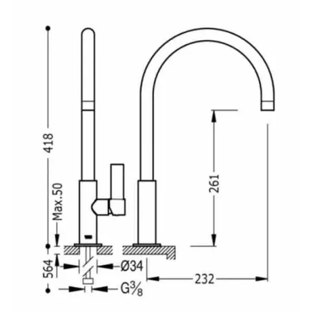 MONOMANDO FREGADERO VERTICAL CLASS TRES 42 CM