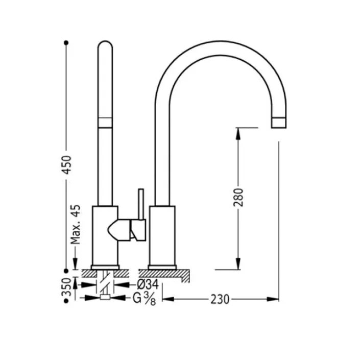 MONOMANDO FREGADERO VERTICAL MAX TRES 45 CM