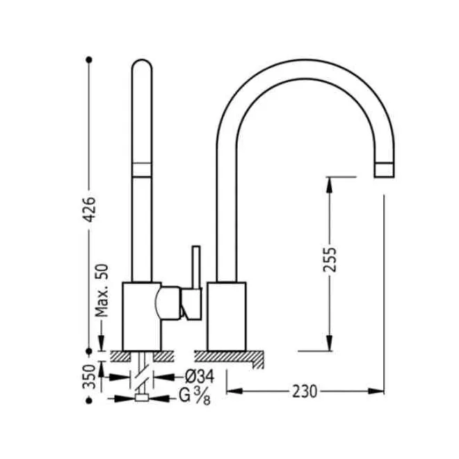 MONOMANDO FREGADERO VERTICAL MAX TRES 43 CM