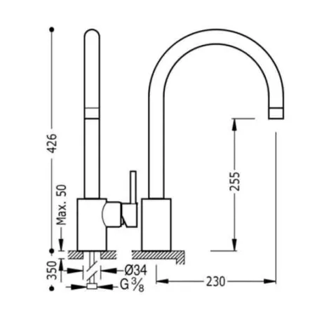 MONOMANDO FREGADERO VERTICAL MAX TRES 43 CM