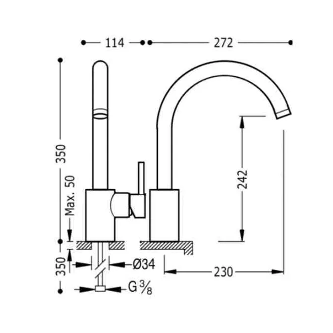 MONOMANDO FREGADERO VERTICAL MAX TRES 35 CM