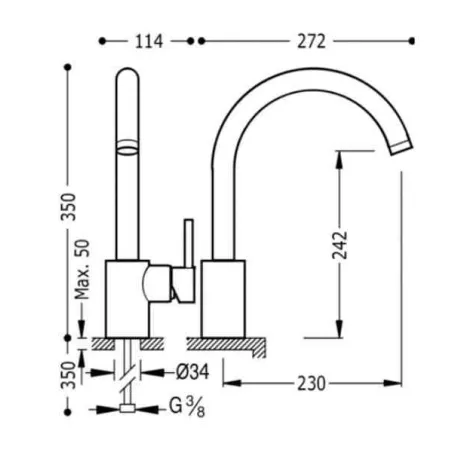 MONOMANDO FREGADERO VERTICAL MAX TRES 35 CM
