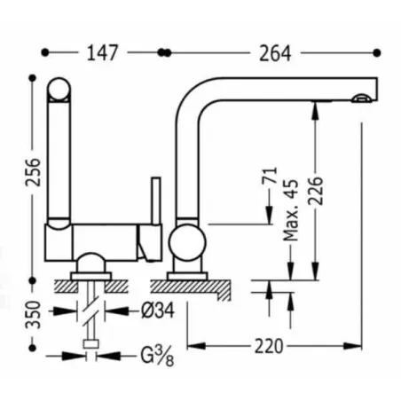 MONOMANDO FREGADERO VERTICAL ABATIBLE TRES 26 CM