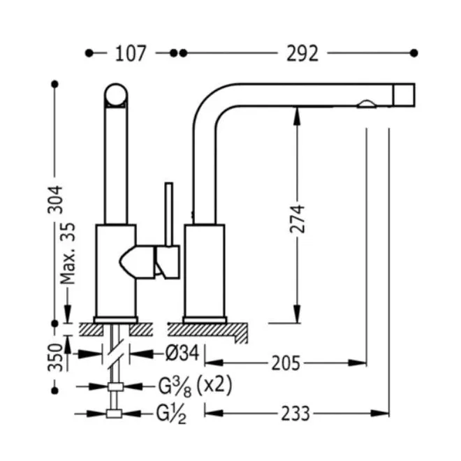 MONOMANDO FREGADERO VERTICAL DOBLE FUNCION OSMOSIS TRES 31 CM