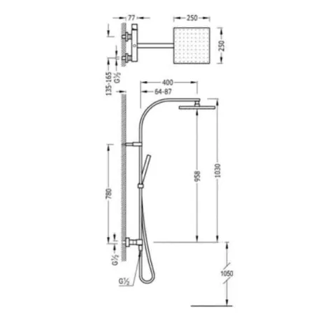 CONJUNTO DUCHA MONOMANDO ANTICALCAREA CUADRO TRES 103 CM