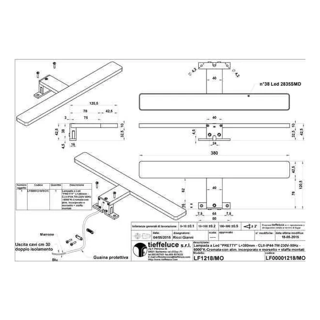 APLIQUE BAÑO LED ERIC 38cm