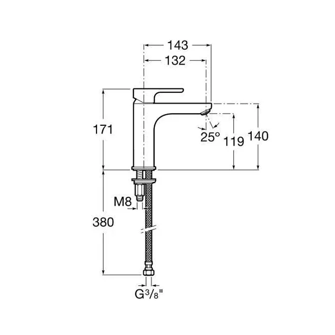 MONOMANDO LAVABO CAÑO MEZZO L20 XL