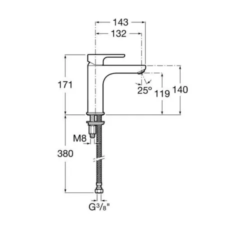 MONOMANDO LAVABO CAÑO MEZZO L20 XL