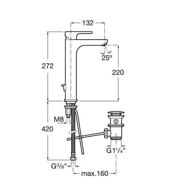 MONOMANDO LAVABO CAÑO ALTO L20 XL