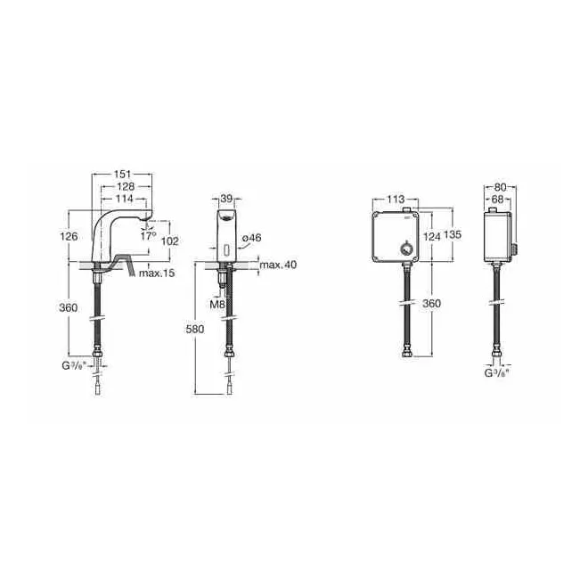MONOMANDO ELECTRONICO LAVABO UN AGUA CON PILAS L20