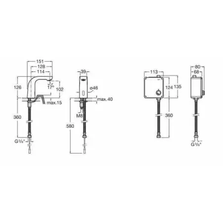 MONOMANDO ELECTRONICO LAVABO UN AGUA CON PILAS L20