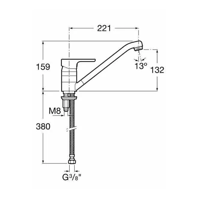 MONOMANDO PARA COCINA CAÑO GIRATORIO L20