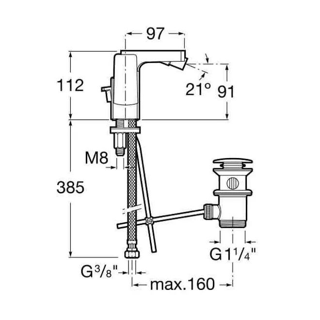 MONOMANDO PARA BIDE MANETA LATERAL L90
