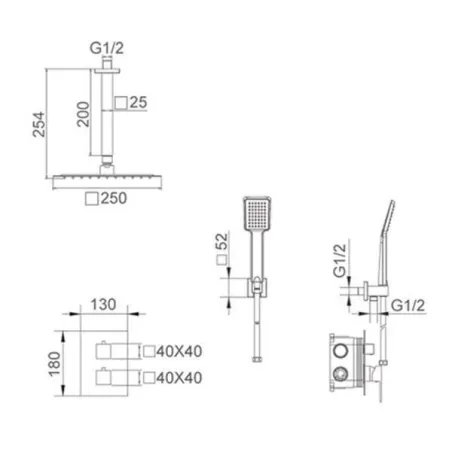 CONJUNTO DE DUCHA TERMOSTATICA EMPOTRADA ONS