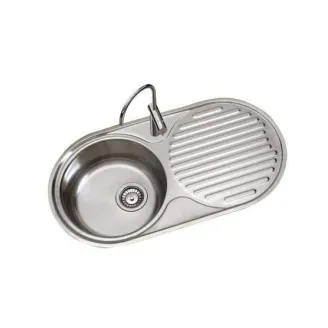 FREGADERO COCINA CIRCULAR ENCASTRE ACERO INOX 1 SENO Y ESCURRIDOR