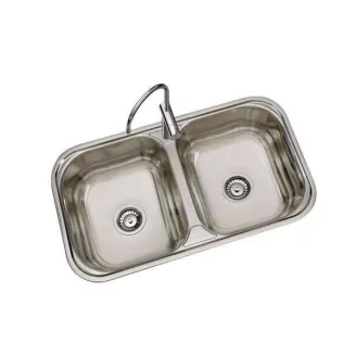 FREGADERO COCINA RECTANGULAR ENCASTRE ACERO INOX 2 SENOS