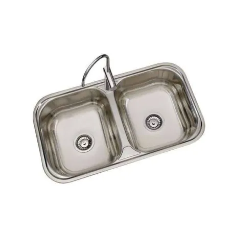 FREGADERO COCINA RECTANGULAR ENCASTRE ACERO INOX 2 SENOS