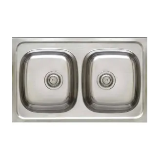 FREGADERO COCINA RECTANGULAR ENCASTRE ACERO INOX 2 SENOS 80X44