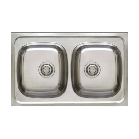 FREGADERO COCINA RECTANGULAR ENCASTRE ACERO INOX 2 SENOS 80X44