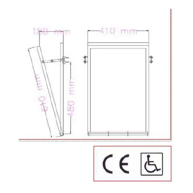 Espejo reclinable PMR de baño Acero Inox 40x70 Baalneo